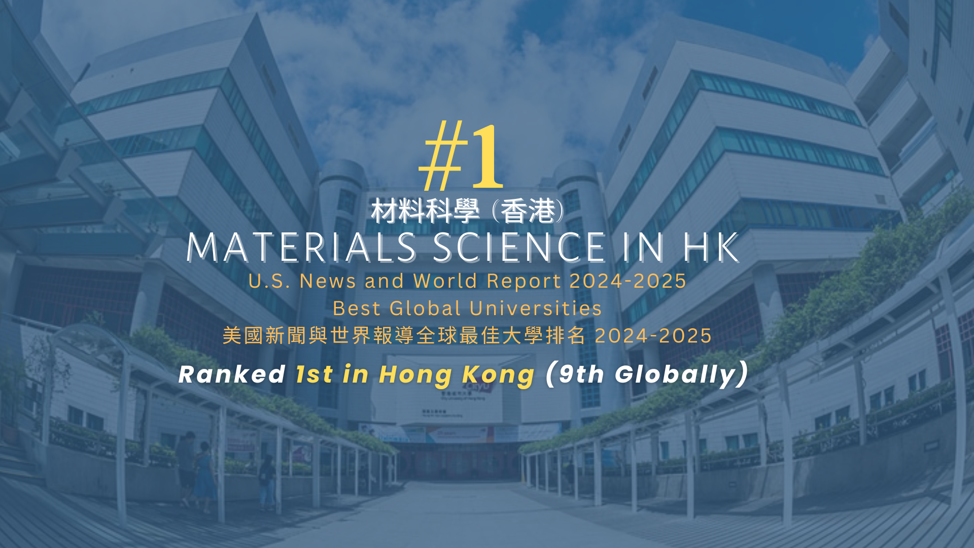 城大在《美國新聞與世界報導》材料科學領域世界大學綜合排名中名列香港第一