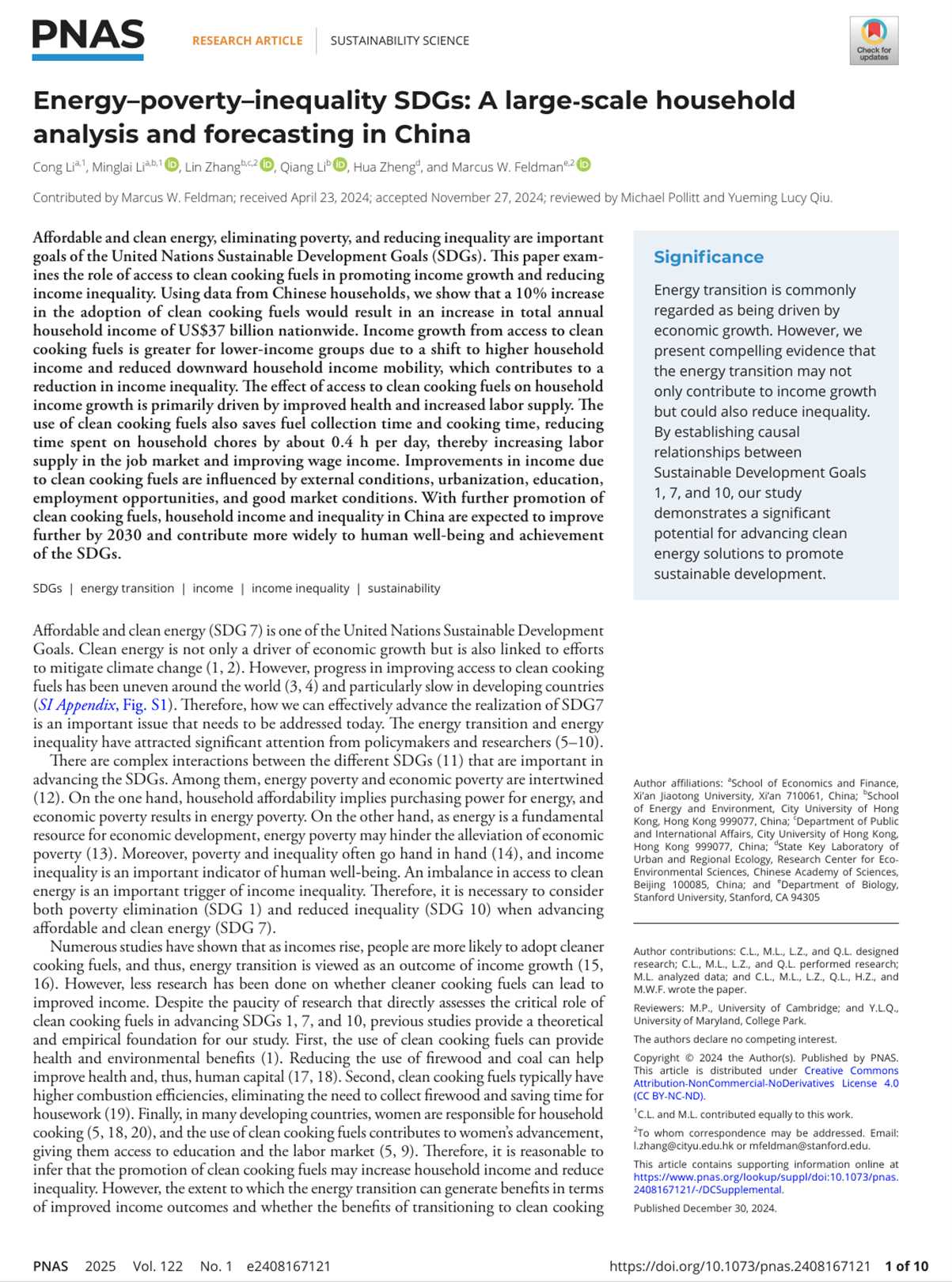 PNAS paper Energy-Poverty-Inequality SDGs